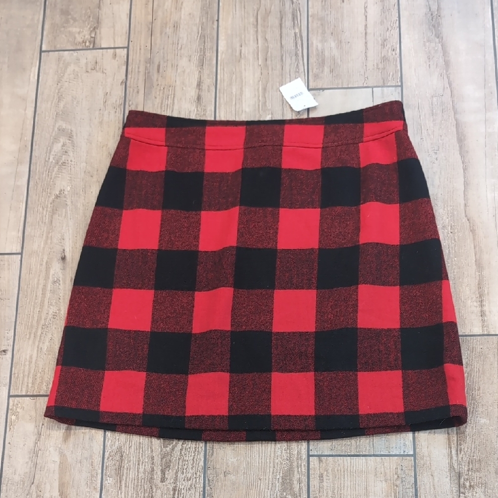NEW with Tags J. Crew Red and Black Buffalo Check Plaid Wool Blend Mini Skirt